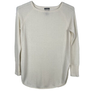 Halogen Cashmere Wool Tunic Sweater Women's Small Ivory Quiet Luxury Minimalist